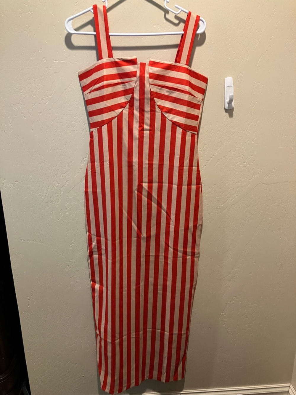 NWT Red and Gold Small  Striped Sleeveless Midi, Maxi Dress 100% 
Polyester